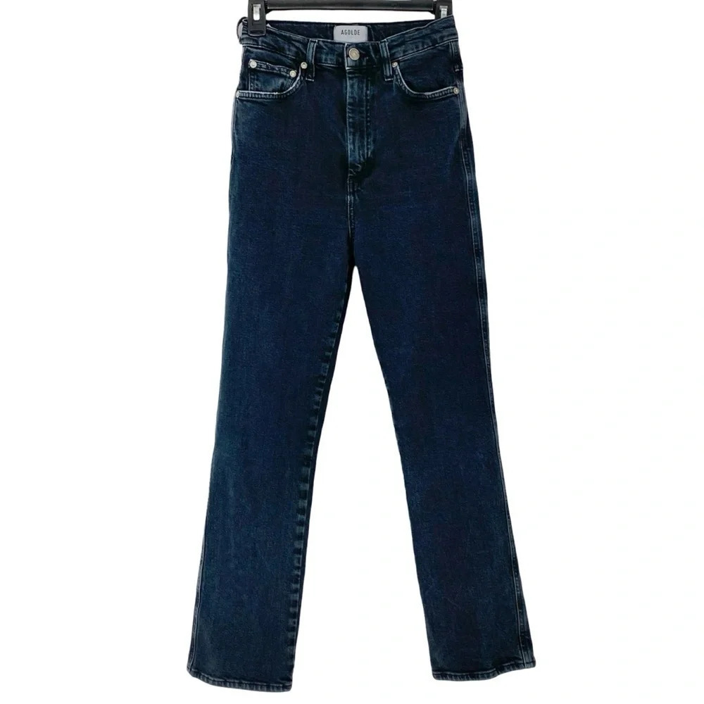 Agolde High Rise Straight Jeans Womens 25 XS Pinch Faded Black Denim
